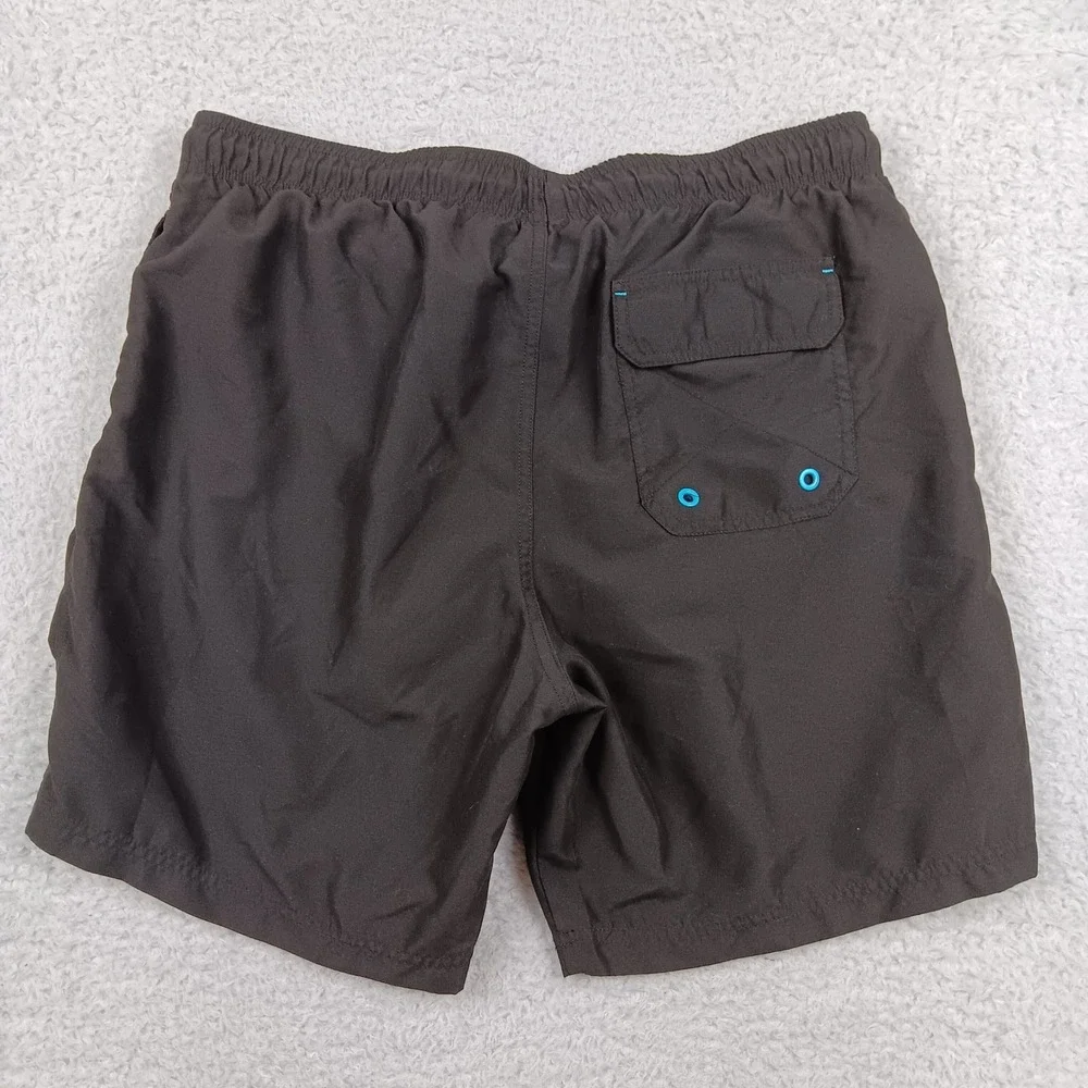 George Swim Trunks Mens L Black Turquoise Recycled Mesh Lined GM10202Y